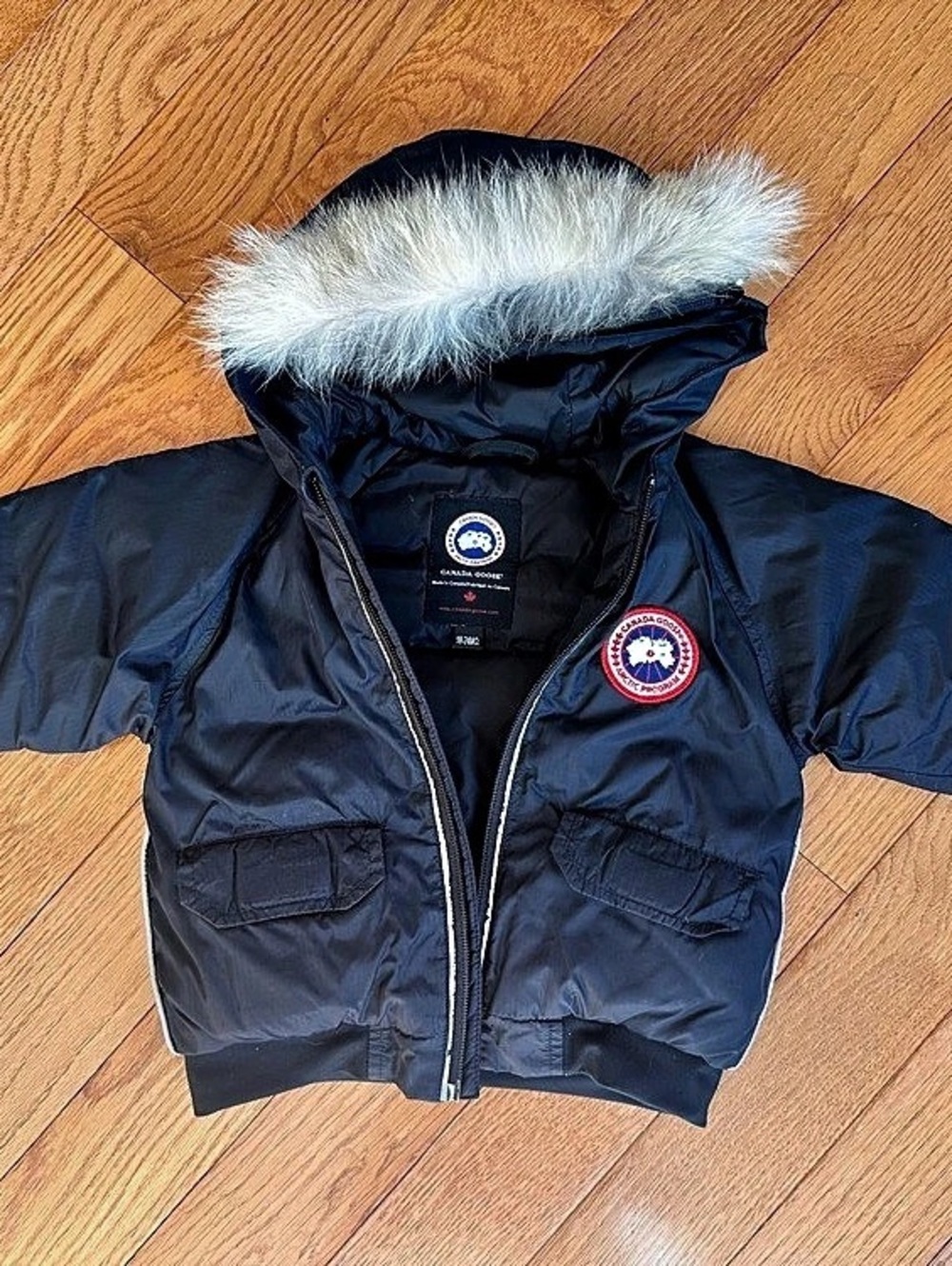 Canada Goose Kids / Toddler Bomber Down Jacket with Fur Hood Black